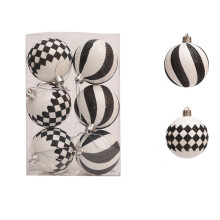 Black and White Christmas Ornaments Ball Set 6cm 6pcs