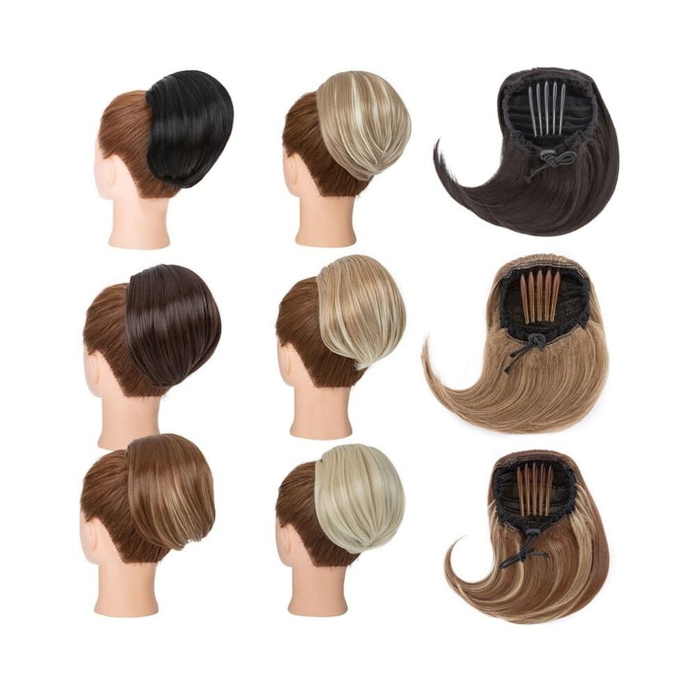 Unisex Hair Bun Hairpiece Synthetic Short Ponytail Drawstring Bun Hair Chignon With Comb Clip
