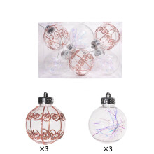 2.36" Clear Christmas Ball Ornaments Set, 6pcs Rose Gold Shatterproof Hanging Balls for Tree, Xmas, Wedding, Party, Home Decor – Compatible with