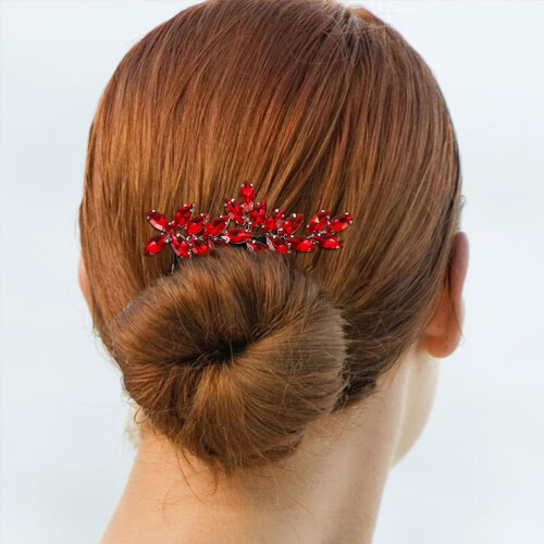 Brudhårskam med röda strass – 2 st