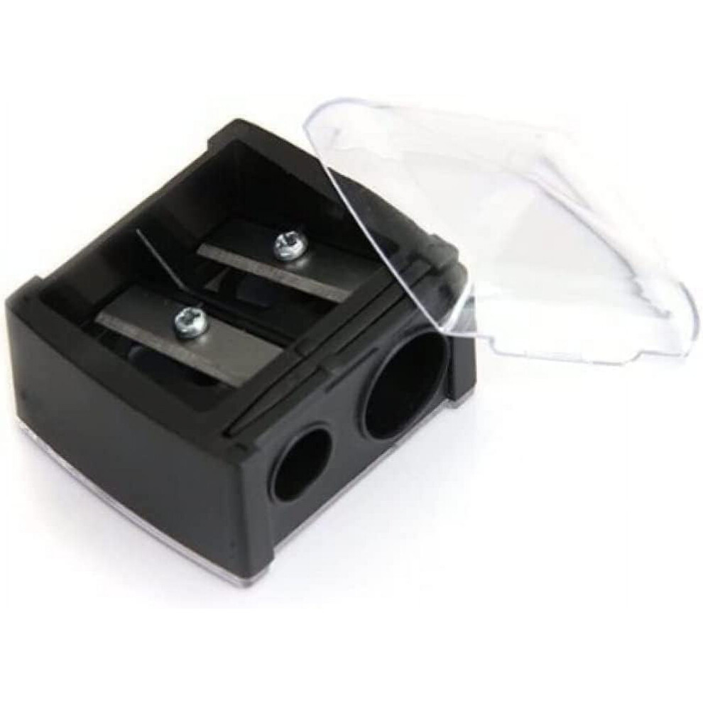Pekkaxy Eyeliner Sharpener, Dual-Hole Portable Cosmetic Pencil Sharpener with Cover â Compatible with Eyebrow & Eyeliner Pencils