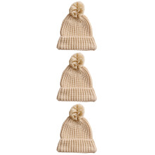 3Pièces Bonnet Beige En Laine, Mode Hiver Pour Enfants