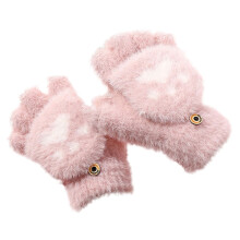 Kinderhandschoenen met omklapbare vingers en cartoonprint, warm en dik nylon.