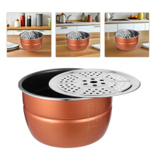 Light Brown Electric Rice Cooker Inner Pot Universal Fit Nonstick Cooker Liner with Steaming Rack