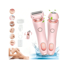 1 Pc 2 In 1 Lady Shaver Bikini Trimmer For Women Portable Electric Razors Pubic Hair Trimmer Smooth Personal Shave Wet Dry Use Sky Blue