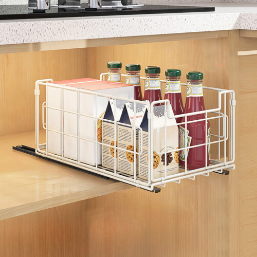 Single Tier Cabinet Organizer Shelf Adjustable Wire Rack for Pantry Closet Under Sink Storage and Space Optimization