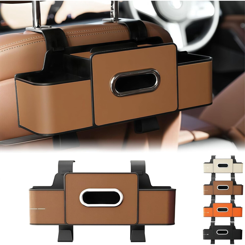 Car Seat Organizer With Multiple Pockets, Hanging Back Seat Storage For Snacks & Bottles Â Compatible With Most Cars Brown 9353595544024