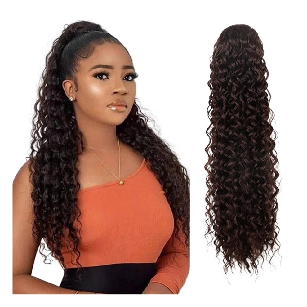 Deep Curly Ponytail Extensions Long Curly Wave Drawstring Fake Tail for Women Synthetic Ponytail