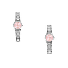 2Pièces Quartz Couple Bracelet Acier Rose Pour