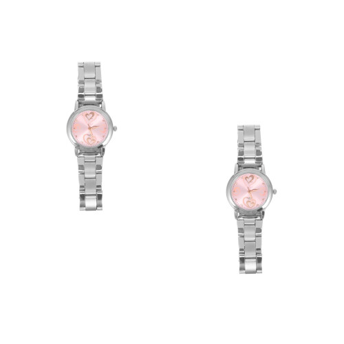 2Pièces Quartz Couple Bracelet Acier Rose Pour