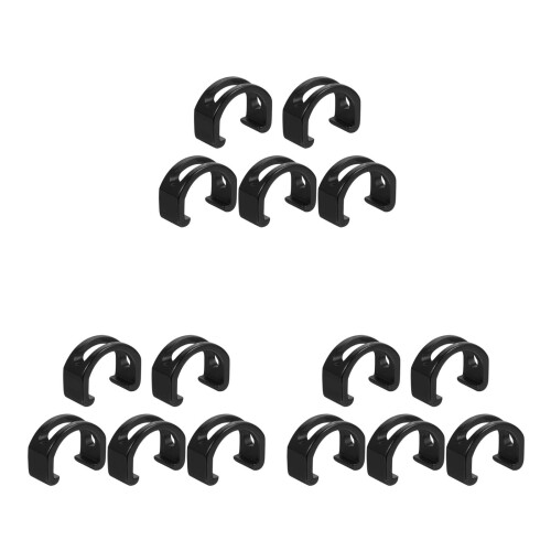 15Pièces Attaches Câble Noires Pliables Style C Robustes