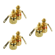 6Pièces Connecteurs Audio Dorés Pour Haut-Parleur, Montage Simple