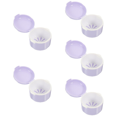 5Pièces Étui Violet Compact Dentier Orthodontique Voyage Durable