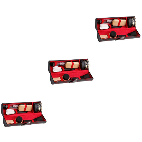 3Ensembles De Nettoyage Chaussures Brosse Et Crème Durable