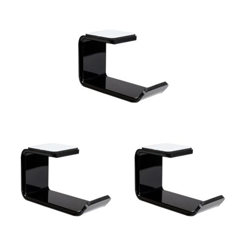3Pièces Porte Casque Noir Ruban Adhésif Double Face Support Bureau