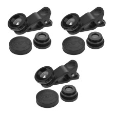 3Pièces Lentilles Téléphone Noir Clip Super Grand Angle Macro Fisheye