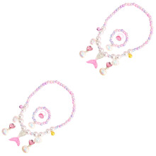 2Pièces Ensemble Bijoux Enfants 5 En 1 Sirène Collier Bracelet