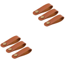 6Pièces Fixations Cuir Marron Fines Pour Sangles Guitare Acoustique