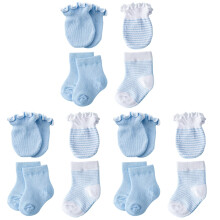 12Paires Gants Et Chaussettes Bébés Rose Anti-Griffures Tissu Douillet