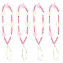 4Pièces Téléphone Rose En Perles Cœur