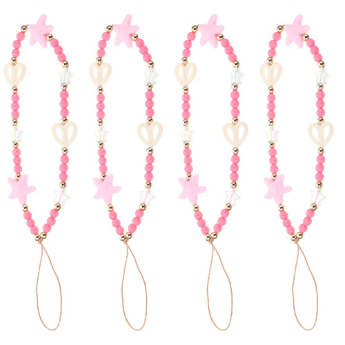 4Pièces Téléphone Rose En Perles Cœur