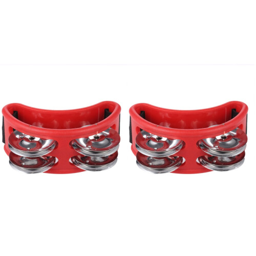 2Pièces Instruments De Percussion Pieds Rouge Avec Grelots Métal ABS