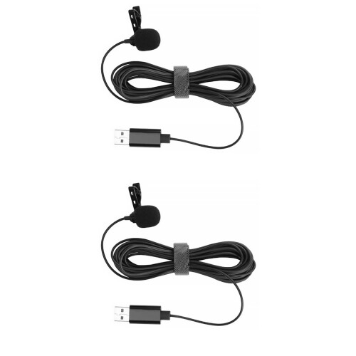 2Pièces Micro USB Professionnel Clip Lavalier Noir Multidirectionnel
