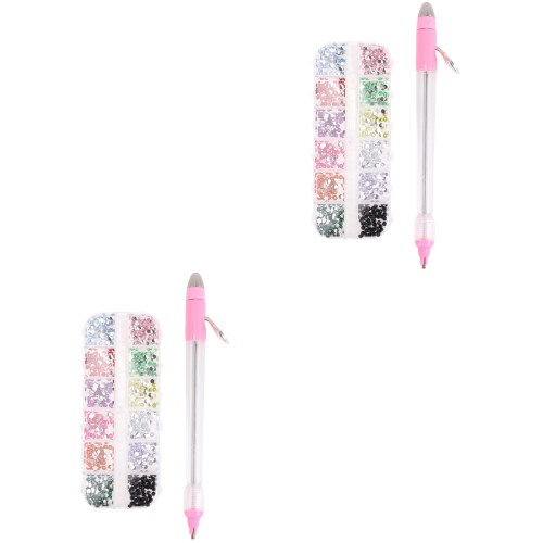 2Ensembles Kit Nail Art Rose Et Décoratifs