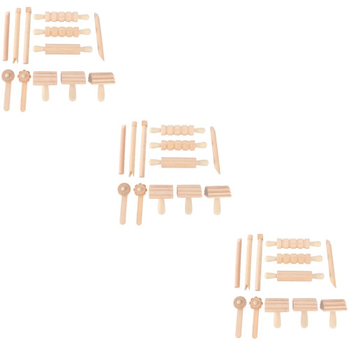 3Ensembles Outils Modelage Bois Khaki Pour Argile Pâte À Modeler