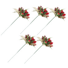 5Pcs Bright Red Berry Decorations Artificial Xmas Tree Accessories