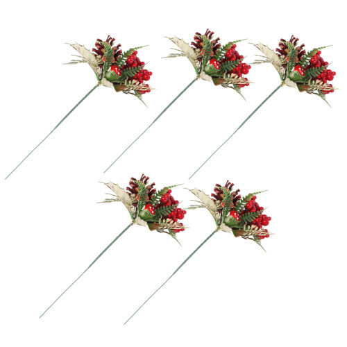 5Pcs Bright Red Berry Decorations Artificial Xmas Tree Accessories