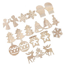 20Pcs Creative Light Yellow Wooden Christmas Tree Hanging Ornaments