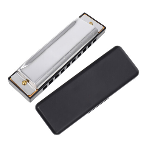 7Pièces Harmonica Musical Métal 10 Trous 20 Notes Portable Argenté