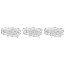 3Pièces Accessoires Friteuse Air Grille Triple Durable Argenté