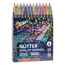Glitterpenseltusjer, metalliske glitterpenner med dobbel spiss for kort, DIY-håndverk, fargeleggingsbøker og scrapbooking – 10 ml