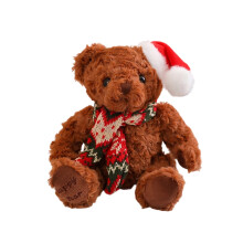 Orsetto di peluche natalizio con cappello di Babbo Natale, morbido giocattolo in peluche (1 confezione)