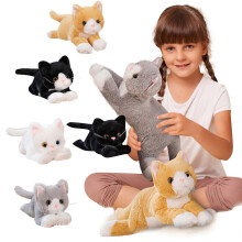 Jucării de pluș realiste drăguțe cu pisică neagră ponderate, 20 inch, pentru copii, plush moale, cadouri, A