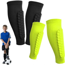 Espinilleras infantiles con almohadillas de panal, ligeras para pantorrillas.