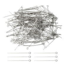 304 Stainless Steel Eye Pins Stainless Steel color 21 Gauge 40mm Pin: 0.7mm Hole: 2mm 304 Stainless Steel