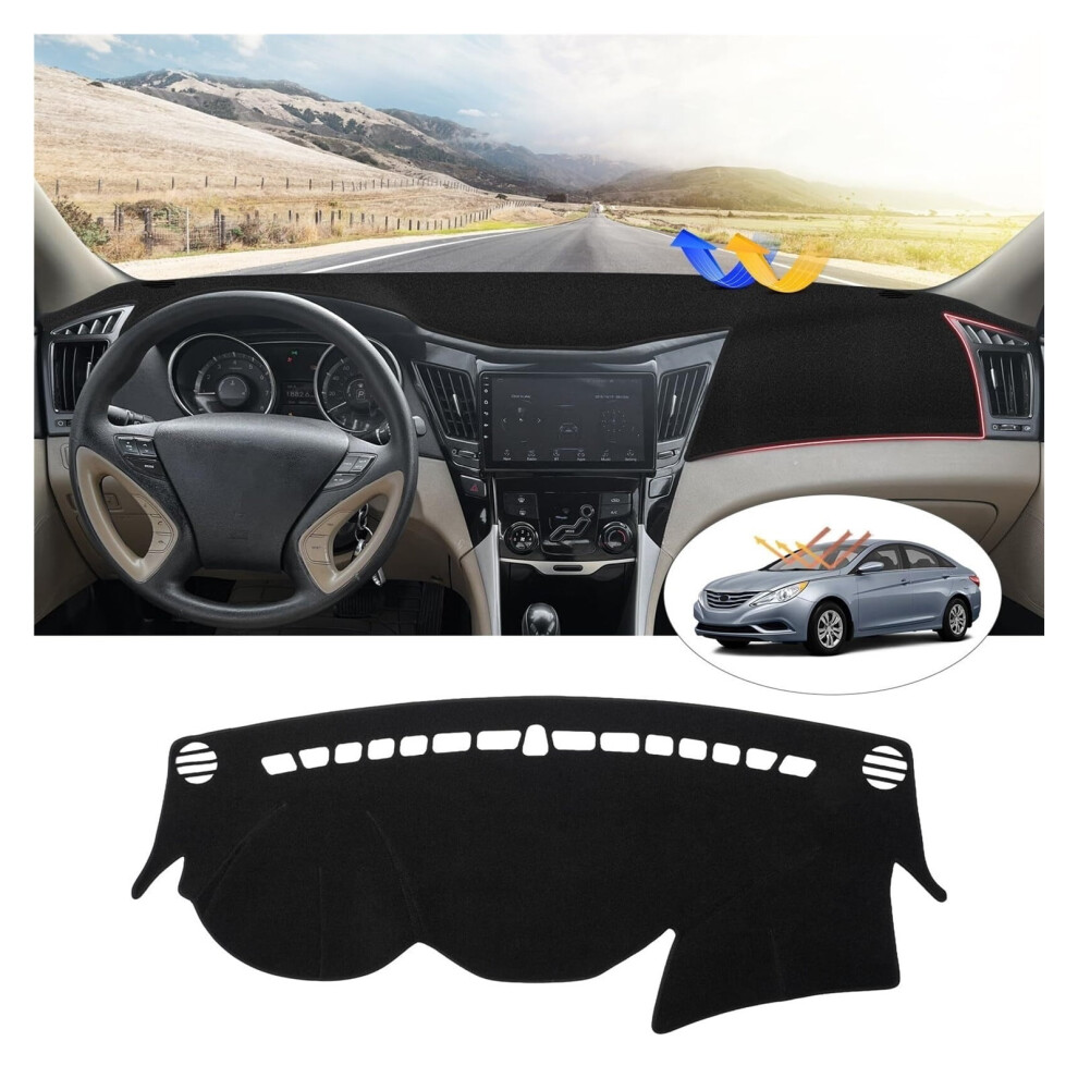 Sonata Dash Cover For 2011-2014, Felt Dashboard Mat With Silicone Anti-Slip Back, Sunshield Â Compatible With Sonata 9551475073262