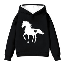 Hoodie met lange mouwen en paardenprint voor meisjes, maat 2-14 jaar.