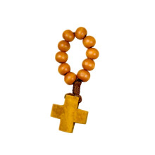 Natural Handmade Bead Finger Chain Rosary Bearing Faith Crucifix Pendant for Prayer Life Daily Use Gift Giving