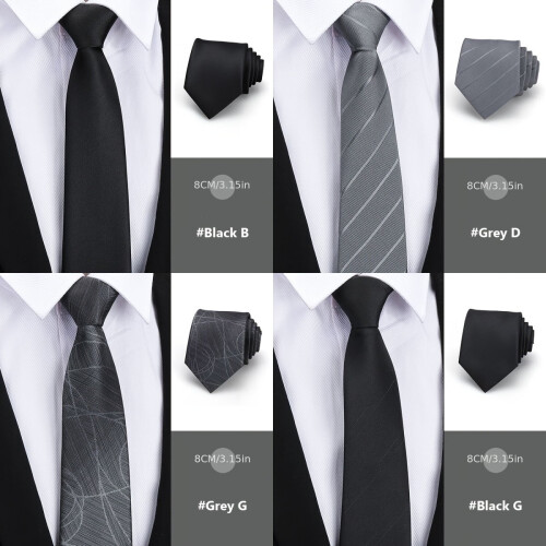 Men's Black and Grey Classic Ties 4-Piece Set