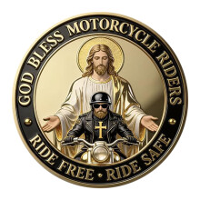 Kjør trygt på motorsykkel velsignelsesmynt religiøs gave til motorsykkelførere
