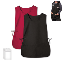 2-Pack Cobbler Apron w/ 2 ID Holders, Waterproof Unisex Smock, Deep Pockets, Compatible with Housekeeping, Painting, Kitchen & Hairstyling