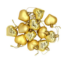 12-Piece Heart Shaped Baubles Ornaments, Valentine's Day 3D Hanging Decorations, Festive Party Supplies and Gift Embellishments,Gold