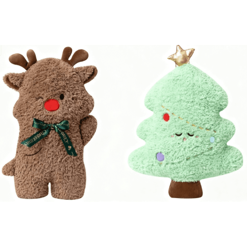 Conjunto de 2 almofadas natalinas 3D de 45 cm para sofá/quarto - Enchimento macio para decoração de Natal (Compatível com B+C)