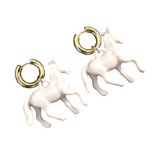 Oorbellen met paardenhanger, artistiek en overdreven ontwerp, paar.