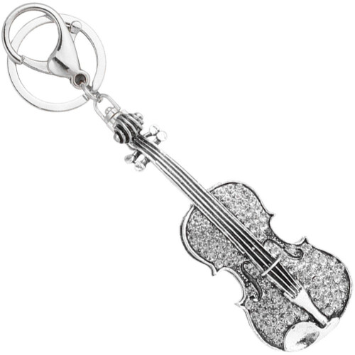 Violin nøglering krystal rhinsten mini vedhæng 1 stk.