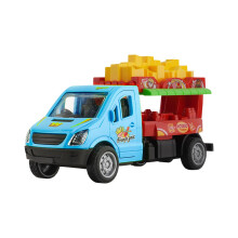 Speelgoedauto met oprolmechanisme, foodtruck, duwauto, hamburgerfrituurwagen, openslaande deuren, rubberen banden, geschikt voor kinderen van 3-5